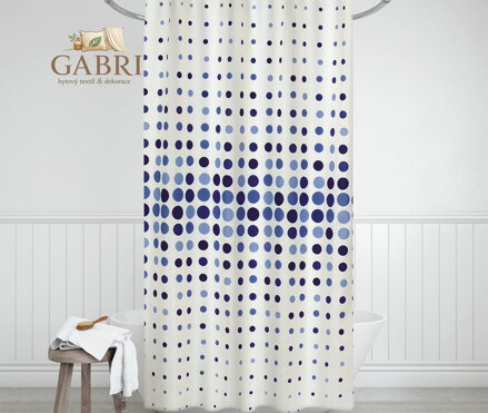 Koupelnový závěs modré tečky
