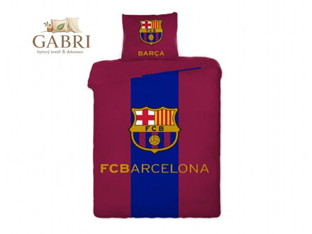 Povlečení bavlna FC Barcelona znak pruhy 140x200, 70x90 cm