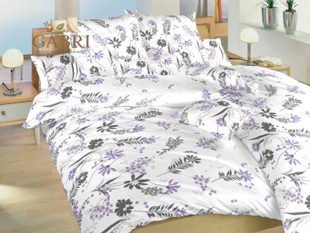 Dadka Povlečení bavlna Agáta fialová na bílém 140x200, 70x90 cm