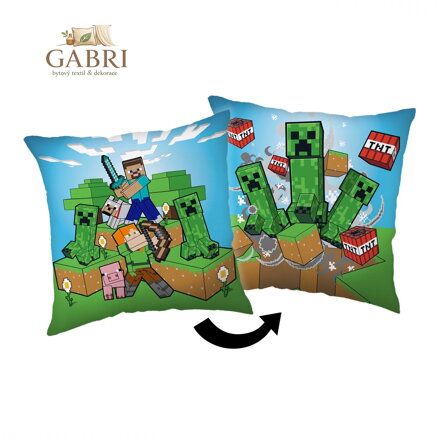 Jerry Fabrics Polštářek Minecraft Creeper rush 40x40 cm