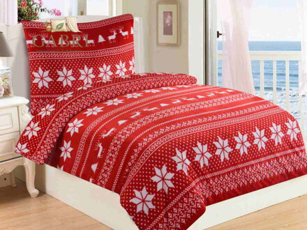 Povlečení mikroflanel Winter red 140x200, 70x90 cm