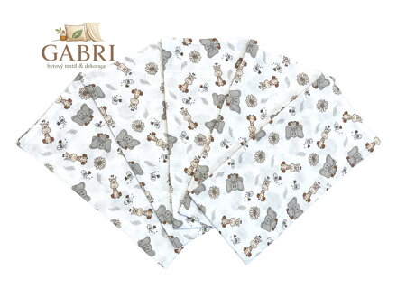 PREM INTERNACIONAL Látková plena 70x70 cm Zoo cream (balení 5 ks)