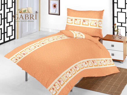 Povlečení bavlna do postýlky Medvědí pohádka oranžová 90x130, 45x60 cm