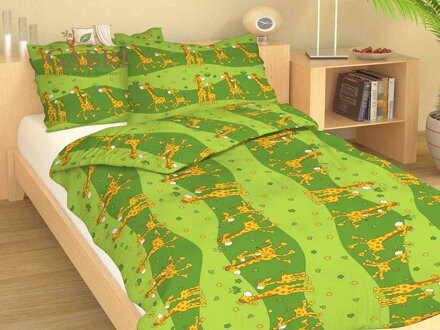 Dadka Povlečení bavlna do postýlky Žirafa zelená  90x130, 45x60 cm