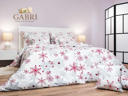 Povlečení flanel Vločky šedé 140x200, 70x90 cm II.jakost