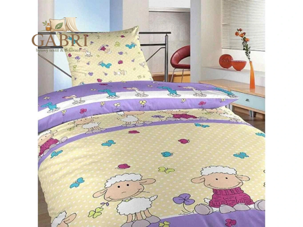Povlečení bavlna do postýlky Ovečky velké fialové 90x130, 45x60 cm II.jak