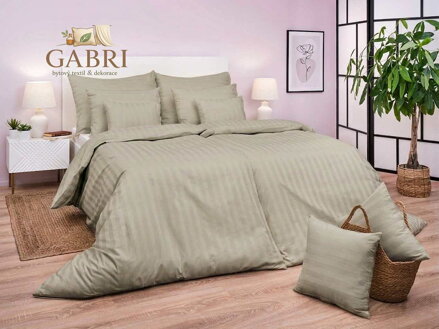 Povlečení atlas grádl proužek 2 cm šedý 140x200, 70x90 cm flap