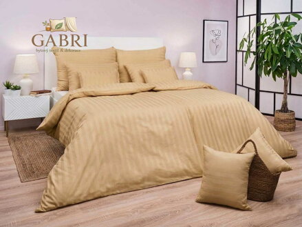 Povlečení atlas grádl proužek 2 cm béžový 140x200, 70x90 cm flap