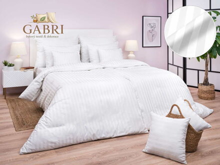 Povlečení atlas grádl bílý proužek 2 cm 140x200, 70x90 cm flap