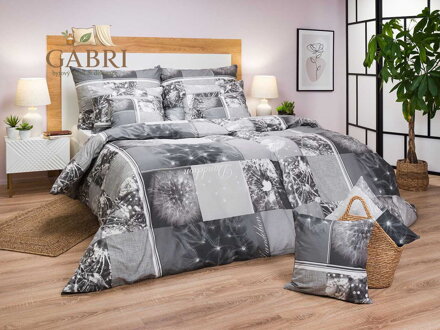 Povlečení bavlna Pampelišky 3D šedé 140x200, 70x90 cm