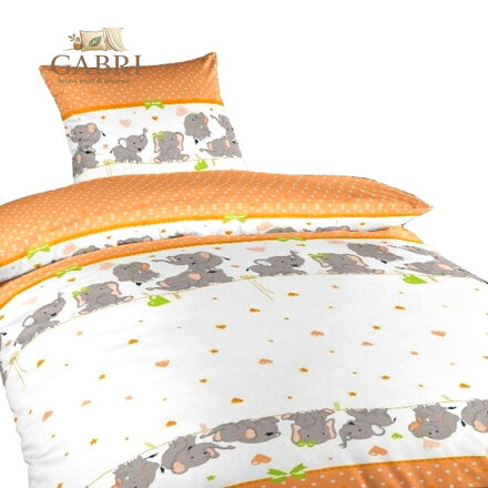 Dadka Povlečení bavlna do postýlky Sloni oranžoví 90x130, 45x60 cm