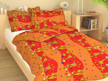 Povlečení krep do postýlky Žirafa červená 90x130, 45x60 cm