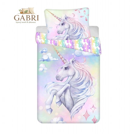 Jerry Fabrics Povlečení fototisk Unicorn Pastel Rainbow 140x200, 70x90 cm