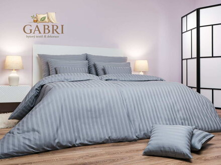 Dadka Povlečení atlas grádl šedý proužek 20 mm 140x200, 70x90 cm