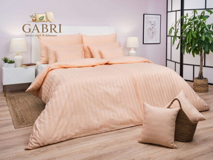 Dadka Povlečení atlas grádl béžový proužek 20 mm 140x200, 70x90 cm