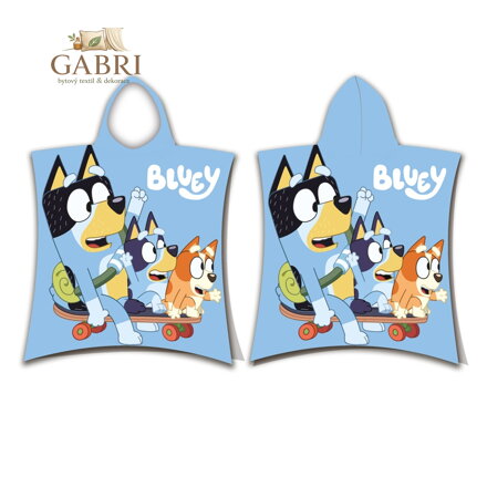 Jerry Fabrics Plážová osuška pončo Bluey Skate 50x115 cm