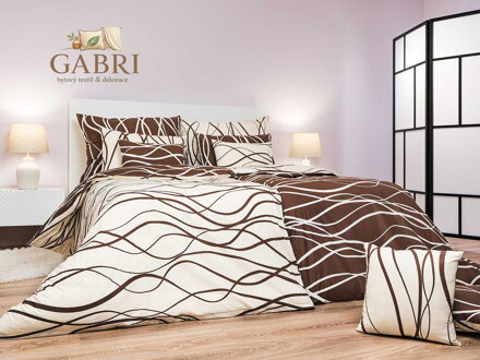 Dadka Povlečení bavlna Vlny banánové/hnědé DUO 140x200, 70x90 cm