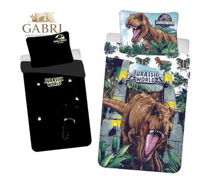 Jerry Fabrics Povlečení Jurský svět Roar svítící efekt 140x200, 70x90 cm