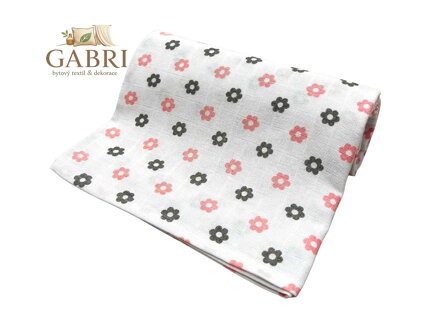 PREM INTERNACIONAL Tetra osuška  90x100 cm Květinky šedorůžové (bal 1 ks)