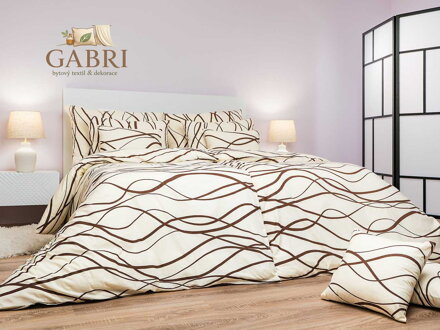 Dadka Povlečení bavlna Vlny hnědé na banánovém 140x200, 70x90 cm