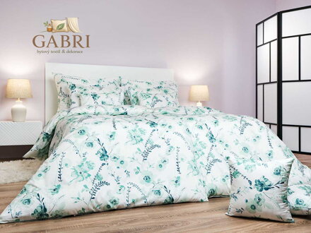 Dadka Povlečení krep Kvítí mentolové na bílém 140x200, 70x90 cm