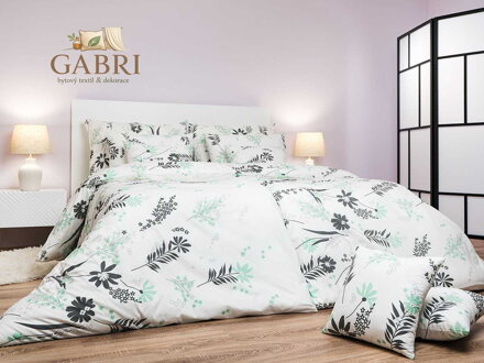 Dadka Povlečení bavlna Agáta mentolová na bílém 140x200, 70x90 cm