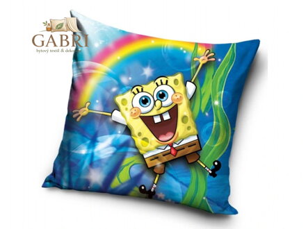 Carbotex Povlak na polštářek Sponge Bob a Duha 40x40 cm
