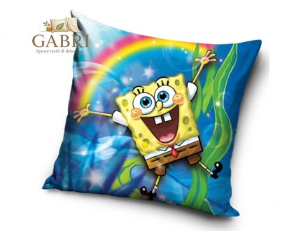 Carbotex Povlak na polštářek Sponge Bob a Duha 40x40 cm