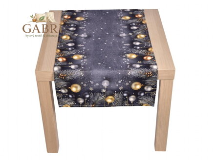 Vánoční ubrus Jehličí a baňky CYH5918C 40x140 cm
