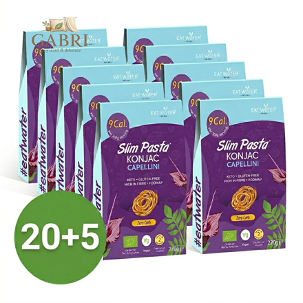 Výhodný balíček konjakových vlasových nudlí capellini Slim Pasta v nálevu 20+5 zdarma