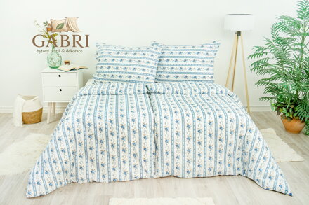 Ložní povlečení bavlněné Stanex retro modré (LS249), 140 x 220 + 90 x 70, Knoflíkové