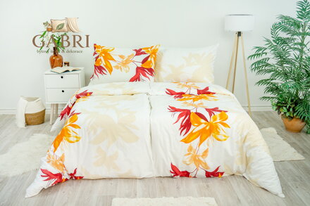 Ložní povlečení bavlněné Stanex Nela oranžová (LS234), 140 x 200 + 90 x 70, Zip