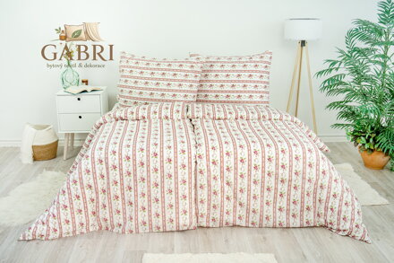 Ložní povlečení bavlněné Stanex retro růžové (LS248), 140 x 200 + 90 x 70, Zip