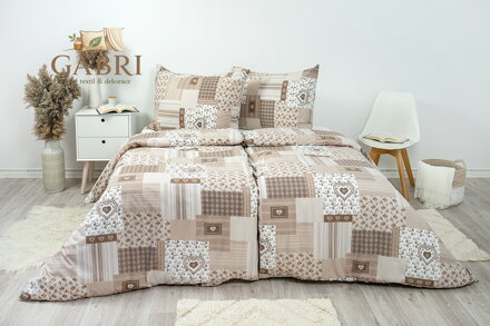 Ložní povlečení bavlněné Stanex pečvork béžový (LS297), 140 x 220 + 90 x 70, Knoflíkové
