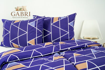 Povlak na polštář bavlněný Stanex pyramidy fialové (LS298), 40 x 40 cm, Knoflíkové