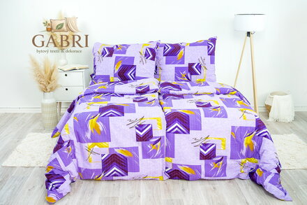 Ložní povlečení krepové Stanex malba fialová (LS18), 140 x 220 + 90 x 70, Knoflíkové