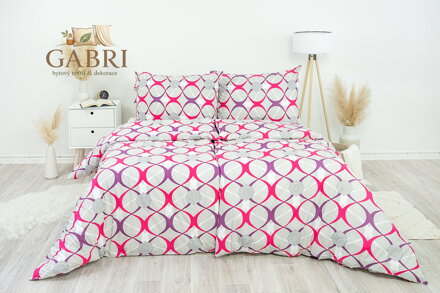 Ložní povlečení krepové Stanex elipsy šedé (LS231), 140 x 220 + 90 x 70, Knoflíkové