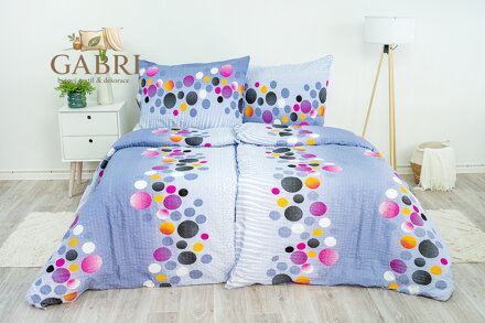 Ložní povlečení krepové Stanex puntíky barevné (LS30), 140 x 220 + 90 x 70, Knoflíkové