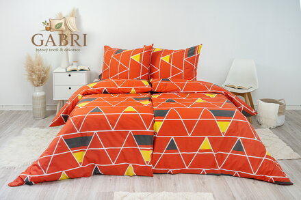 Ložní povlečení krepové Stanex pyramidy červené (LS299), 140 x 220 + 90 x 70, Knoflíkové
