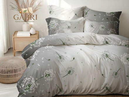 Ložní povlečení krepové Stanex pampeliška šedá (LS401), 140 x 200 + 90 x 70, Knoflíkové