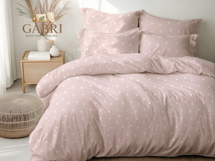 Ložní povlečení krepové Stanex Srdíčka pink (LS433), 140 x 200 + 90 x 70, Zip