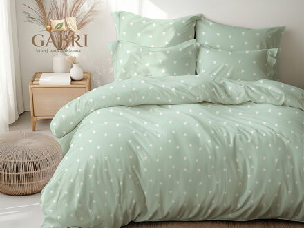 Ložní povlečení bavlněné Stanex Srdíčka mint (LS434), 140 x 200 + 90 x 70, Knoflíkové