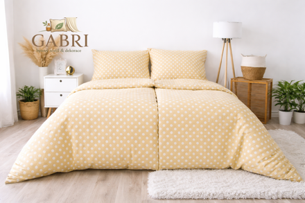 Ložní povlečení bavlněné Stanex Puntíky smetanové (LS145), 140 x 200 + 90 x 70, Zip