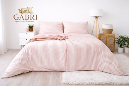 Ložní povlečení bavlněné Stanex Pruhy růžové (LS435), 140 x 200 + 90 x 70 - (LS435), Zip