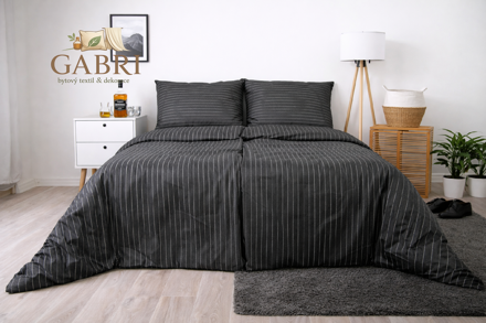 Ložní povlečení bavlněný satén Stanex Lola proužek (LS437), 140 x 200 + 90 x 70, Zip