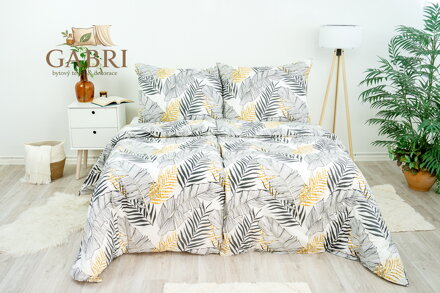 Ložní povlečení bavlněné Stanex Irina žlutá (LS261), 140 x 200 + 90 x 70, Zip