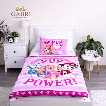 Dětské ložní povlečení bavlněné tlapková patrola růžová (LS282), 140 x 200 + 90 x 70, Zip