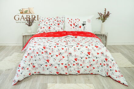 Ložní povlečení bavlněné Stanex love (LS162), 140 x 200 + 90 x 70, Knoflíkové