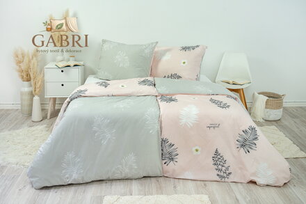 Metráž bavlna Kapradí růžovo-šedé - RŮŽOVÁ (LS292)