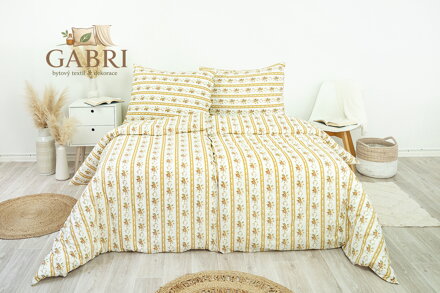 Ložní povlečení bavlněné Stanex retro béžové (LS250), 140 x 200 + 90 x 70, Knoflíkové